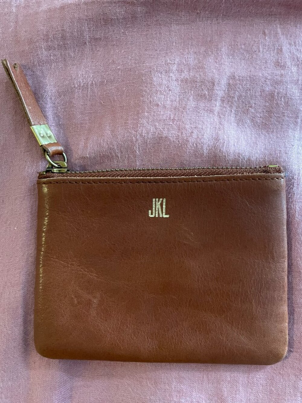 Madewell Leather Zipped Wallet 3 Card HolderCognac Brown Coin Purse